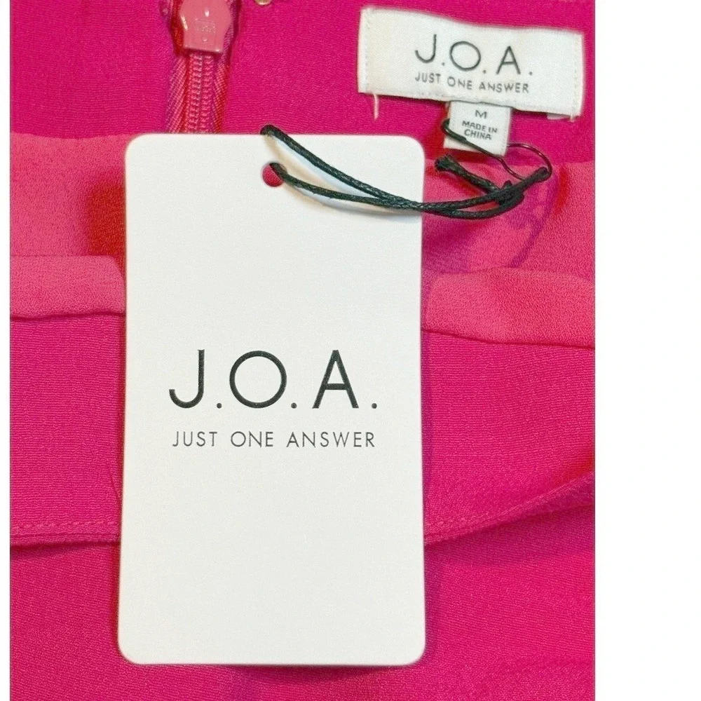 JOA Faux Wrap Pencil Skirt Womens Medium Pink Buckle Front Slit Zipper Back NEW‎